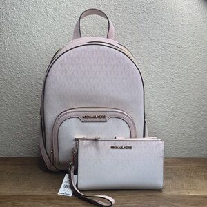 Michael Kors Medium Jaycee Powder Blush Ombre Backpack and Wristlet Set